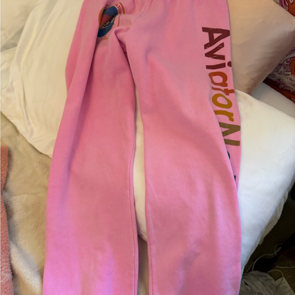 Aviator Nation Pink Sweatpants with Multicolor Logo